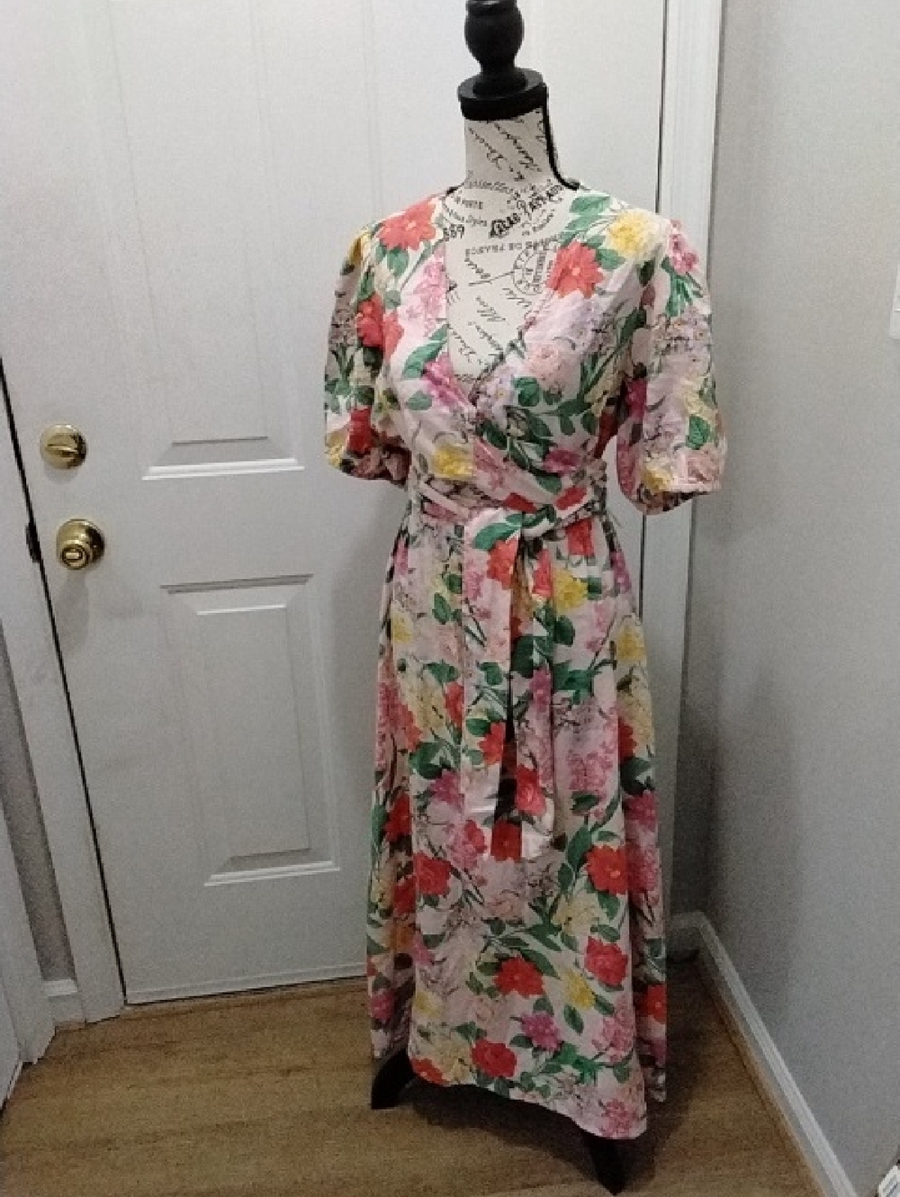Old Navy Pink Floral Wrap Maxi Dress Linen Blend XLP